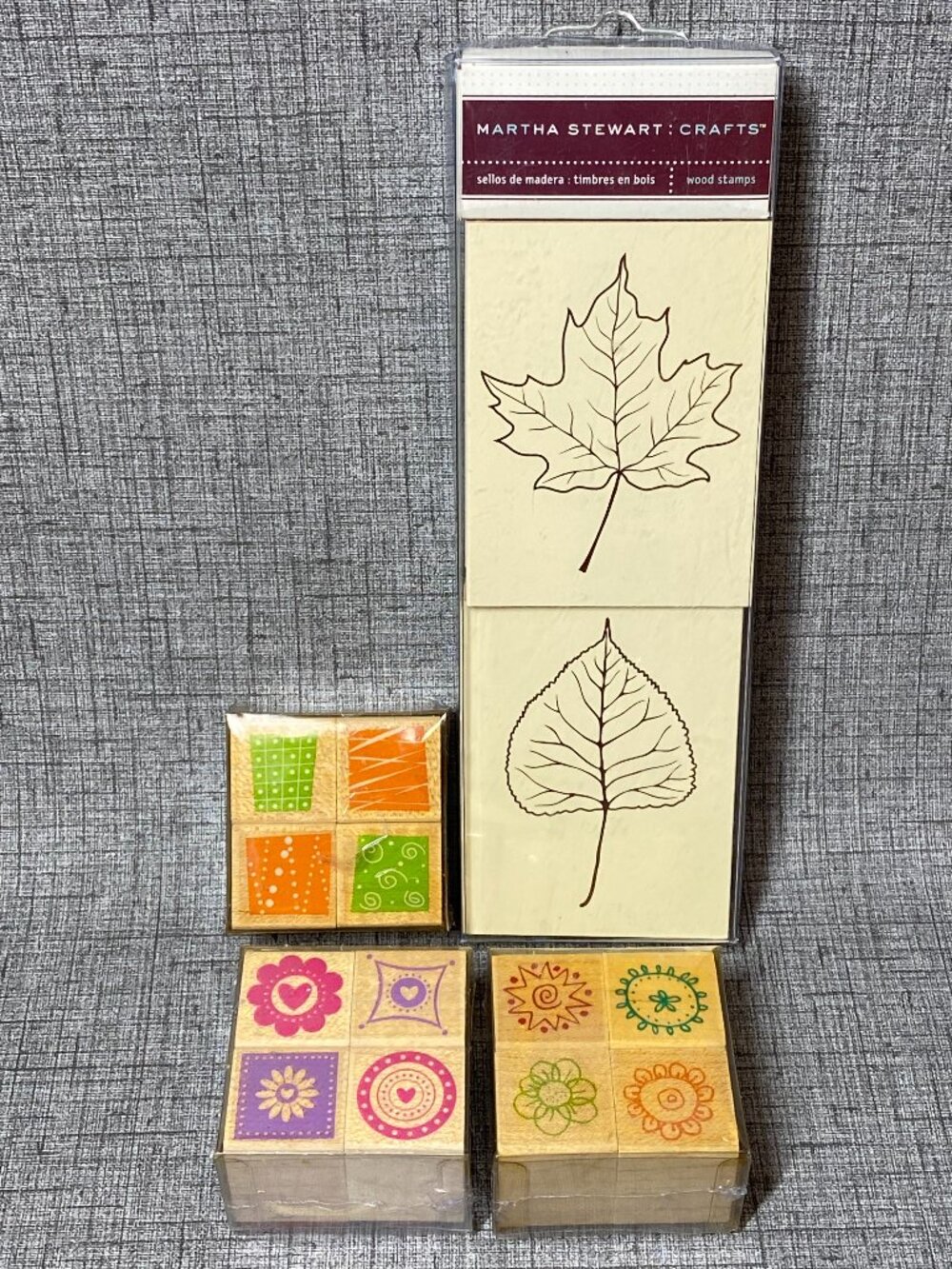VTG Y2K NEW Hero Arts Wooden Rubber Stamp Sets Hearts Leaf 4pc Lot New Old Stock